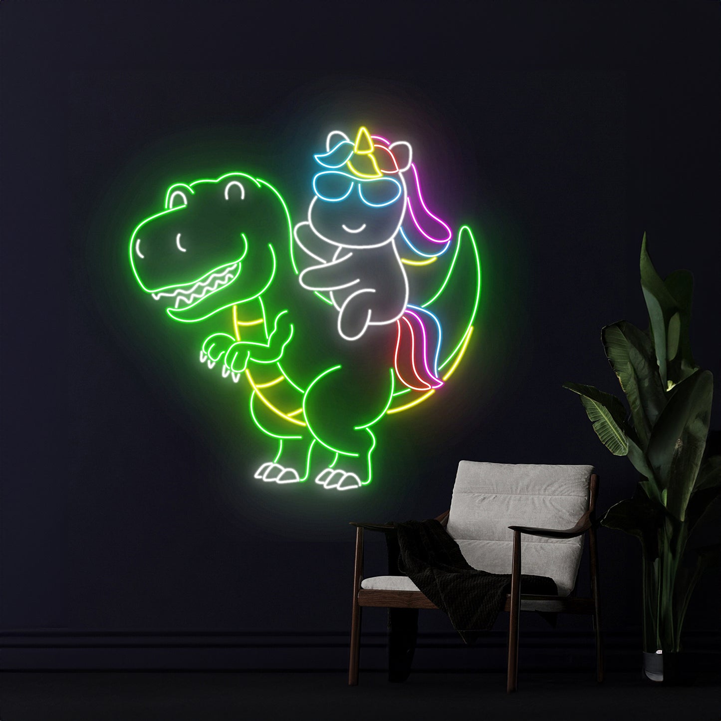 Unicorn Dinosaur Neon Light