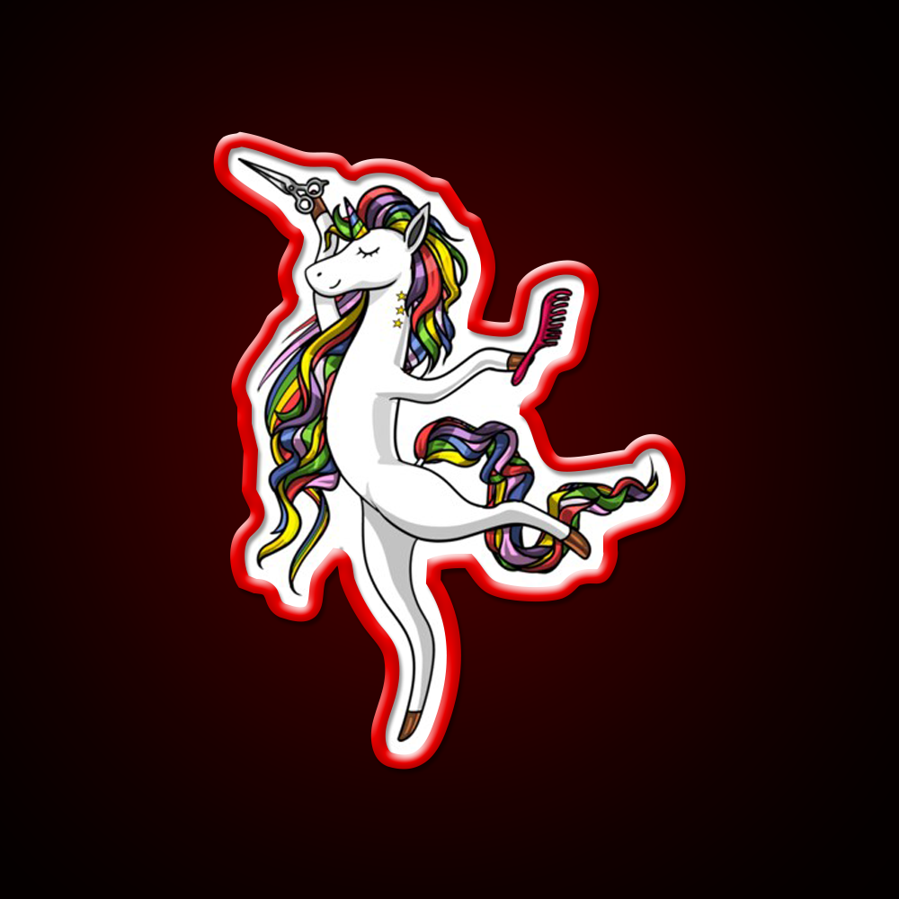 Unicorn Hairdresser Hairstylist Barber Shop Haircut Led Neon Sign