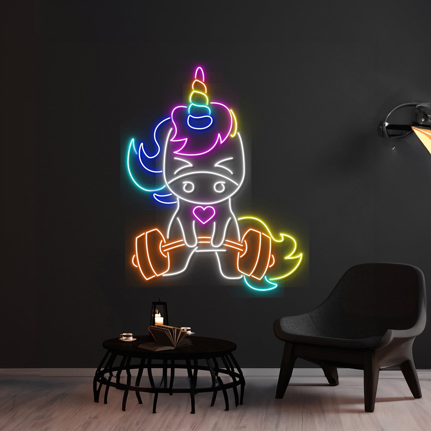 Unicorn Lifting Weight Neon Light Room Decor