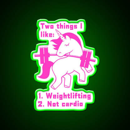 Unicorn Loves Weightlifting Not Cardio Version 2 Gym Fitness Led Neon Sign Rgb Color