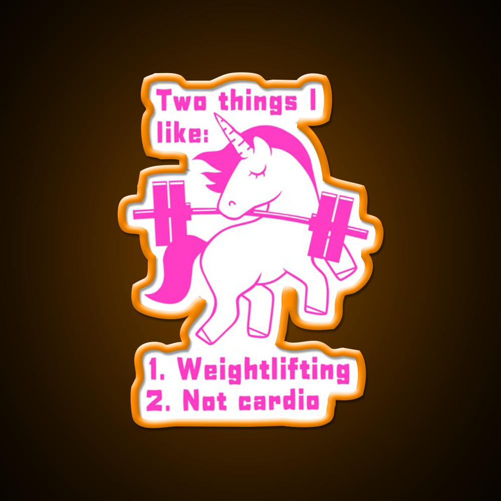 Unicorn Loves Weightlifting Not Cardio Version 2 Gym Fitness Led Neon Sign Rgb Color
