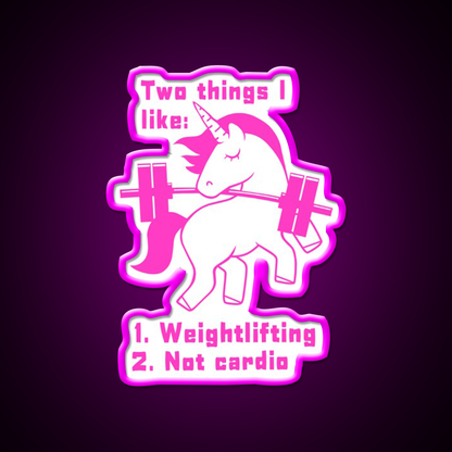 Unicorn Loves Weightlifting Not Cardio Version 2 Gym Fitness Led Neon Sign Rgb Color