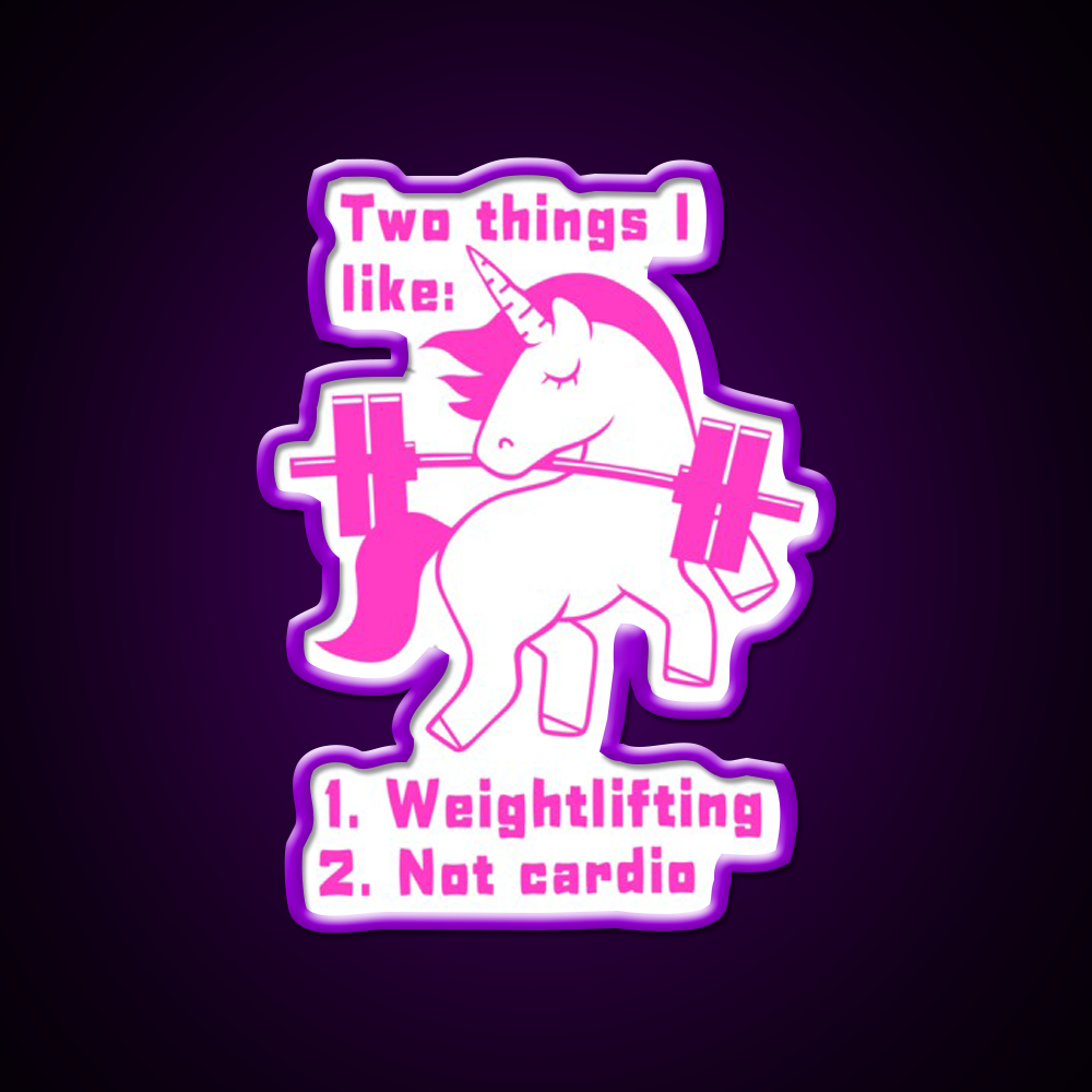 Unicorn Loves Weightlifting Not Cardio Version 2 Gym Fitness Led Neon Sign Rgb Color