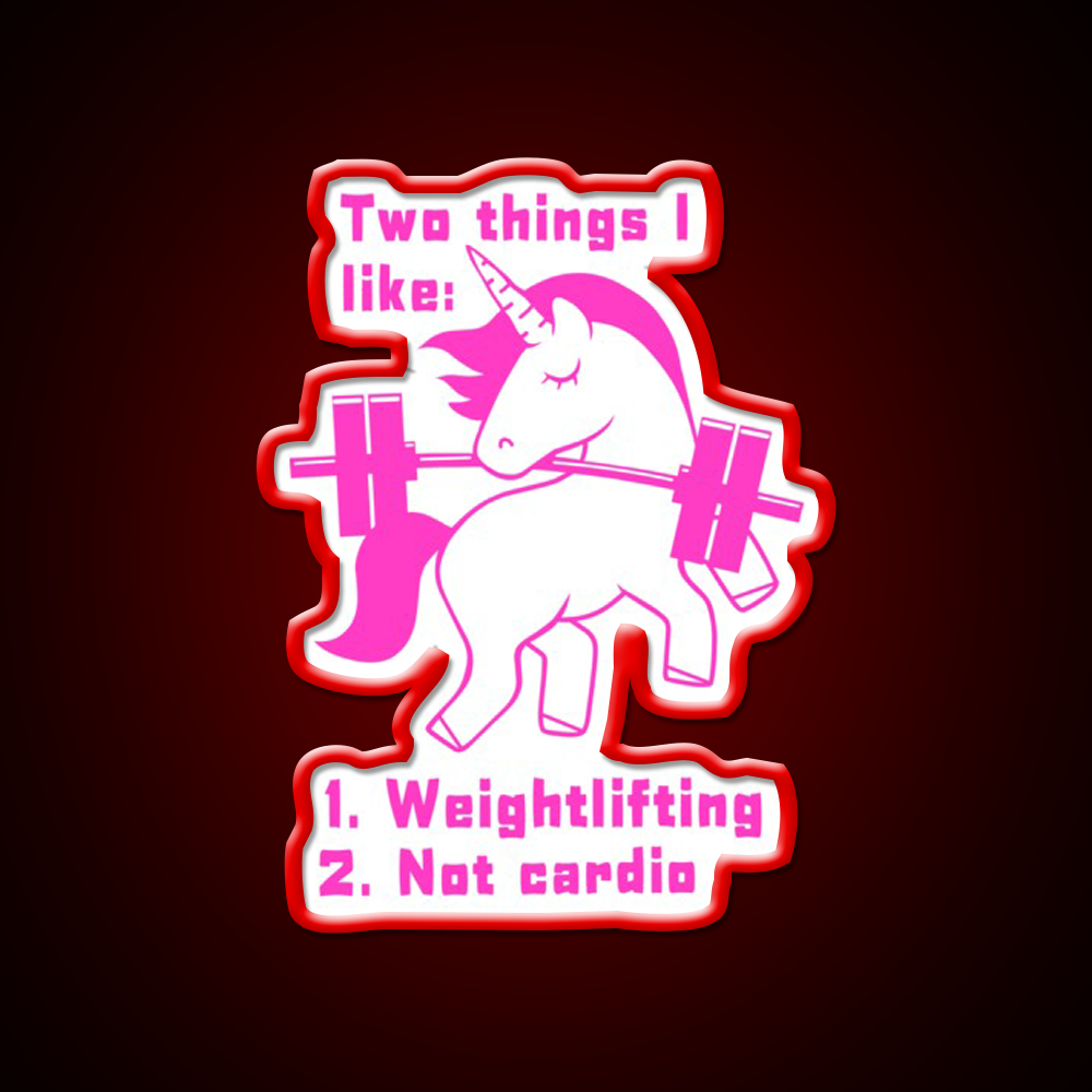 Unicorn Loves Weightlifting Not Cardio Version 2 Gym Fitness Led Neon Sign Rgb Color