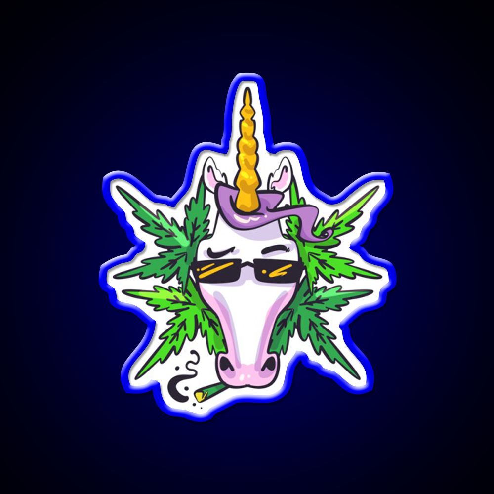 Unicorn Weed Gift Hemp Inspired Green Leaf Led Neon Sign 420 Neon Decor Rgb Color - LED neon sign view 5