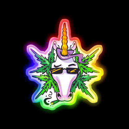 Unicorn Weed Gift Hemp Inspired Green Leaf Led Neon Sign 420 Neon Decor Rgb Color - LED neon sign close-up detail