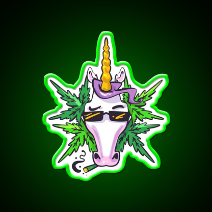 Unicorn Weed Gift Hemp Inspired Green Leaf Led Neon Sign 420 Neon Decor Rgb Color - LED neon sign view 8
