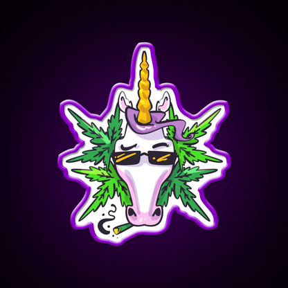 Unicorn Weed Gift Hemp Inspired Green Leaf Led Neon Sign 420 Neon Decor Rgb Color - LED neon sign view 9