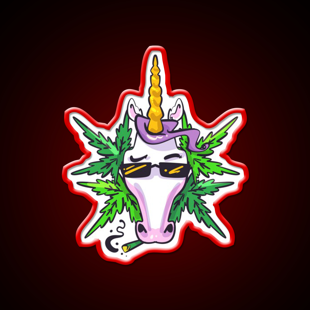 Unicorn Weed Gift Hemp Inspired Green Leaf Led Neon Sign 420 Neon Decor Rgb Color - LED neon sign view 10