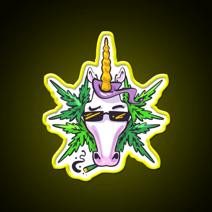 Unicorn Weed Gift Hemp Inspired Green Leaf Led Neon Sign 420 Neon Decor Rgb Color - Shineneon