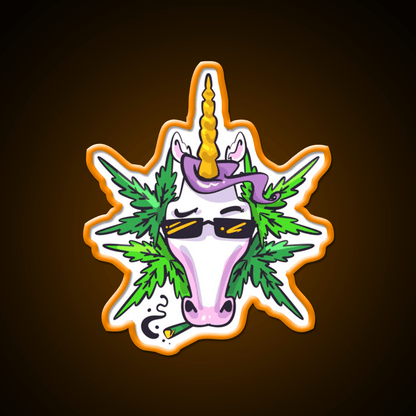Unicorn Weed Gift Hemp Inspired Green Leaf Led Neon Sign 420 Neon Decor Rgb Color - Shineneon