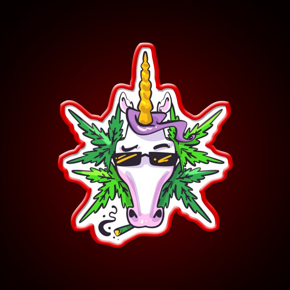 Unicorn Weed Gift Hemp Inspired Green Leaf Led Neon Sign 420 Neon Decor Rgb Color - Shineneon