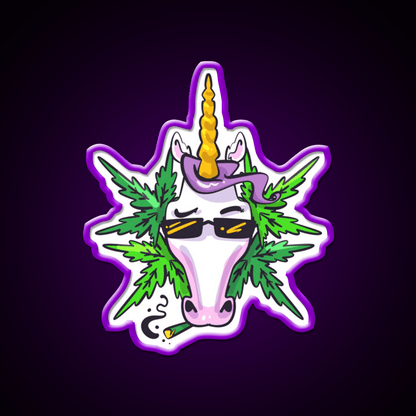 Unicorn Weed Gift Hemp Inspired Green Leaf Led Neon Sign 420 Neon Decor Rgb Color - Shineneon