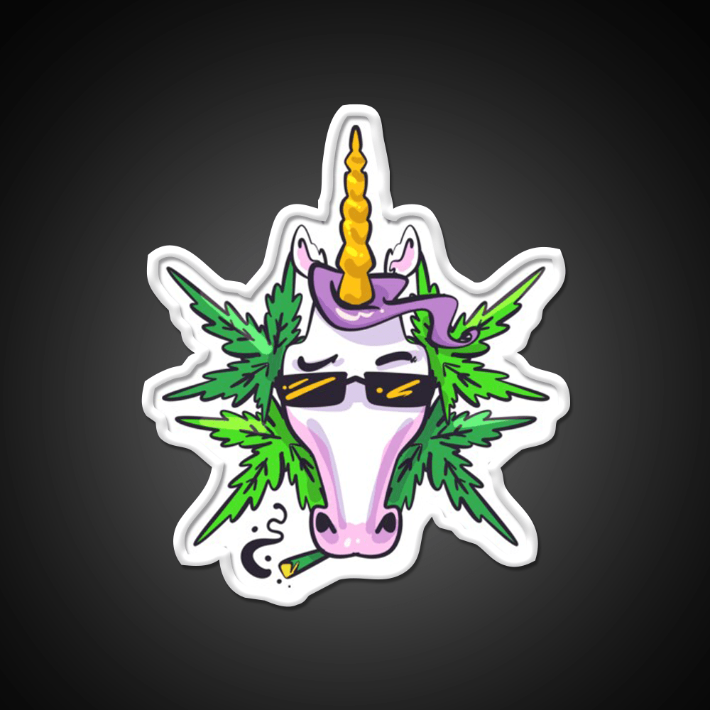 Unicorn Weed Gift Hemp Inspired Green Leaf Led Neon Sign 420 Neon Decor Rgb Color - Shineneon
