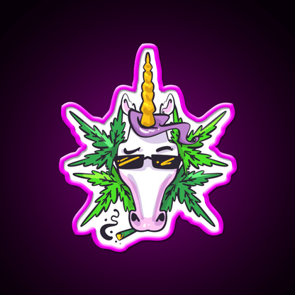 Unicorn Weed Gift Hemp Inspired Green Leaf Led Neon Sign 420 Neon Decor Rgb Color - Shineneon
