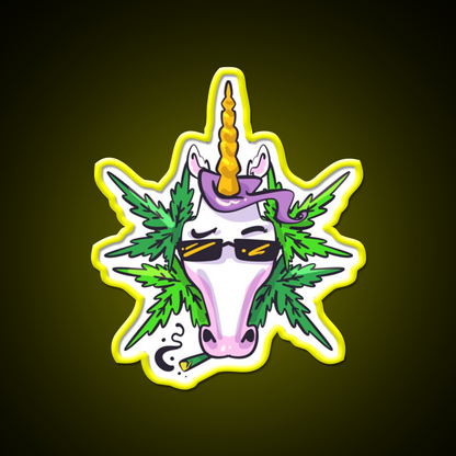 Unicorn Weed Gift Hemp Inspired Green Leaf Led Neon Sign 420 Neon Decor Rgb Color - LED neon sign view 7