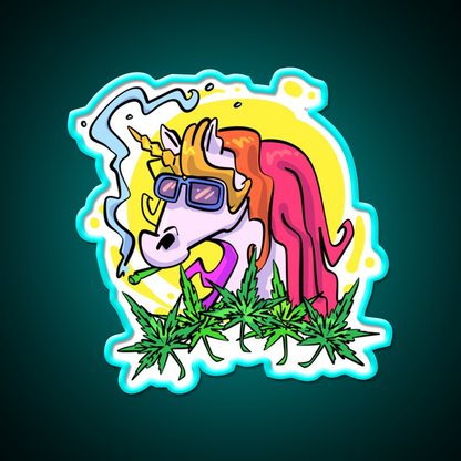 Unicorn Weed Gift Hemp Inspired Green Leaf Led Neon Sign Rgb Color - Size and dimension reference