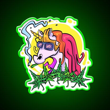 Unicorn Weed Gift Hemp Inspired Green Leaf Led Neon Sign Rgb Color - LED neon sign view 8