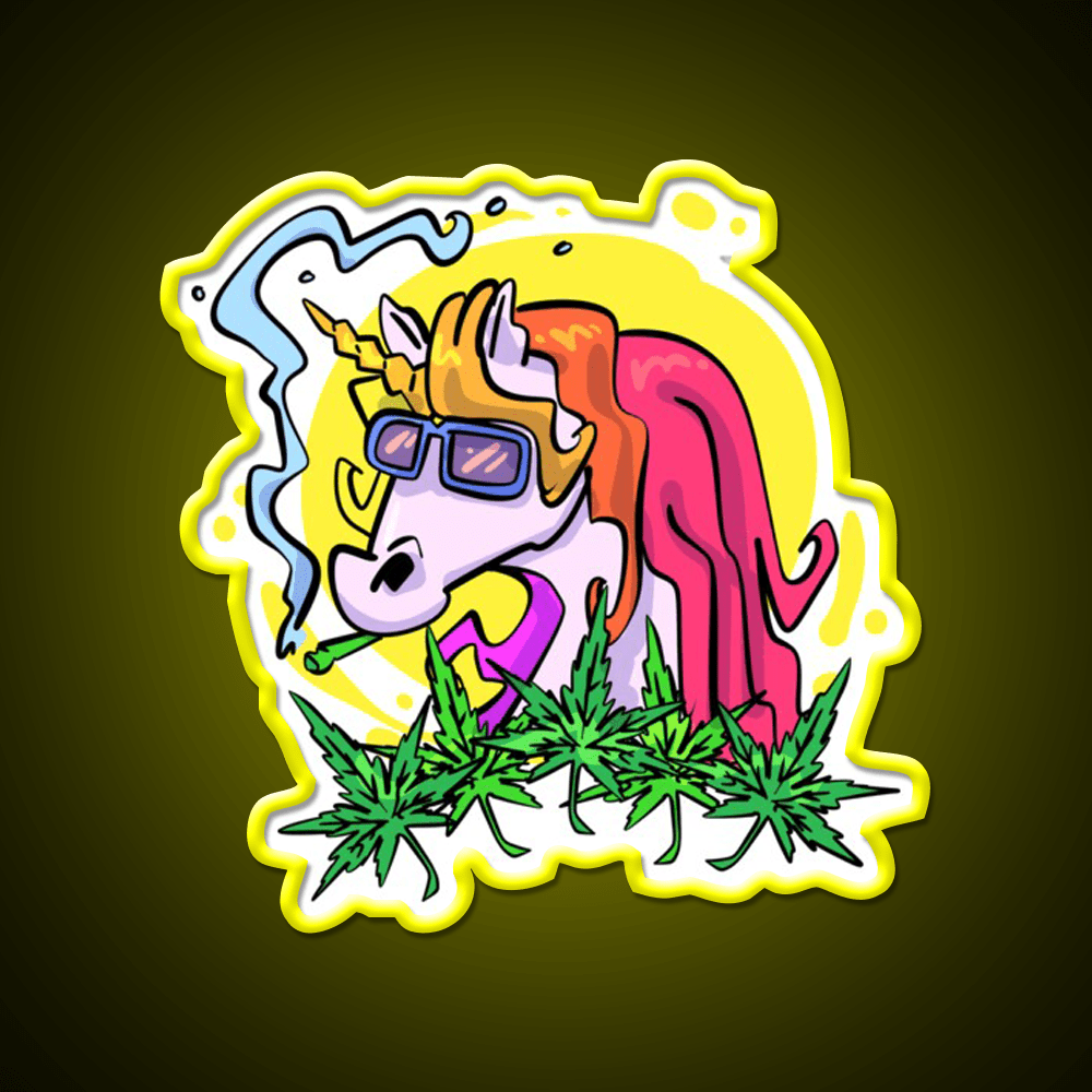 Unicorn Weed Gift Hemp Inspired Green Leaf Led Neon Sign Rgb Color - Shineneon