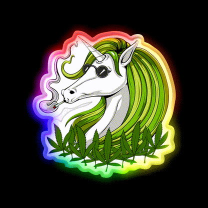 Unicorn Weed Hemp Inspired Green Leaf Led Neon Sign Rgb Color - LED neon sign close-up detail
