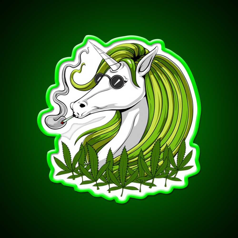 Unicorn Weed Hemp Inspired Green Leaf Led Neon Sign Rgb Color - LED neon sign view 8