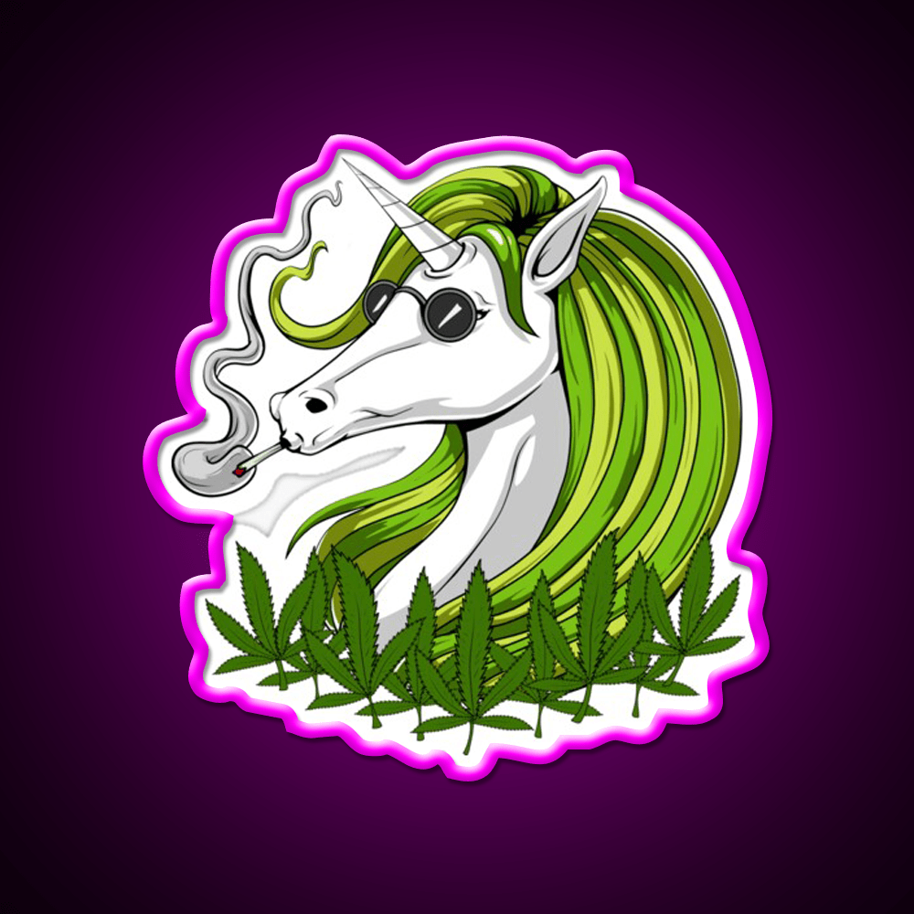 Unicorn Weed Hemp Inspired Green Leaf Led Neon Sign Rgb Color - Shineneon