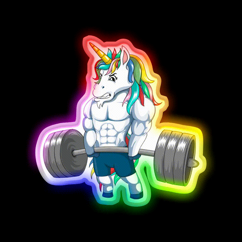 Unicorn Weightlifting Sign Deadlift Fitness Gym Sign Gym Fitness Led Neon Sign Rgb Color