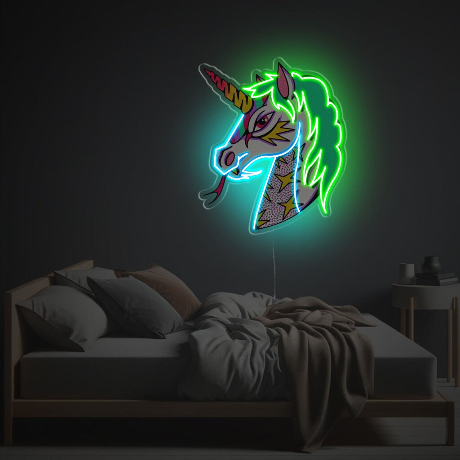 Unicorn With Green Hair Led Neon Acrylic Artwork | Shineneon