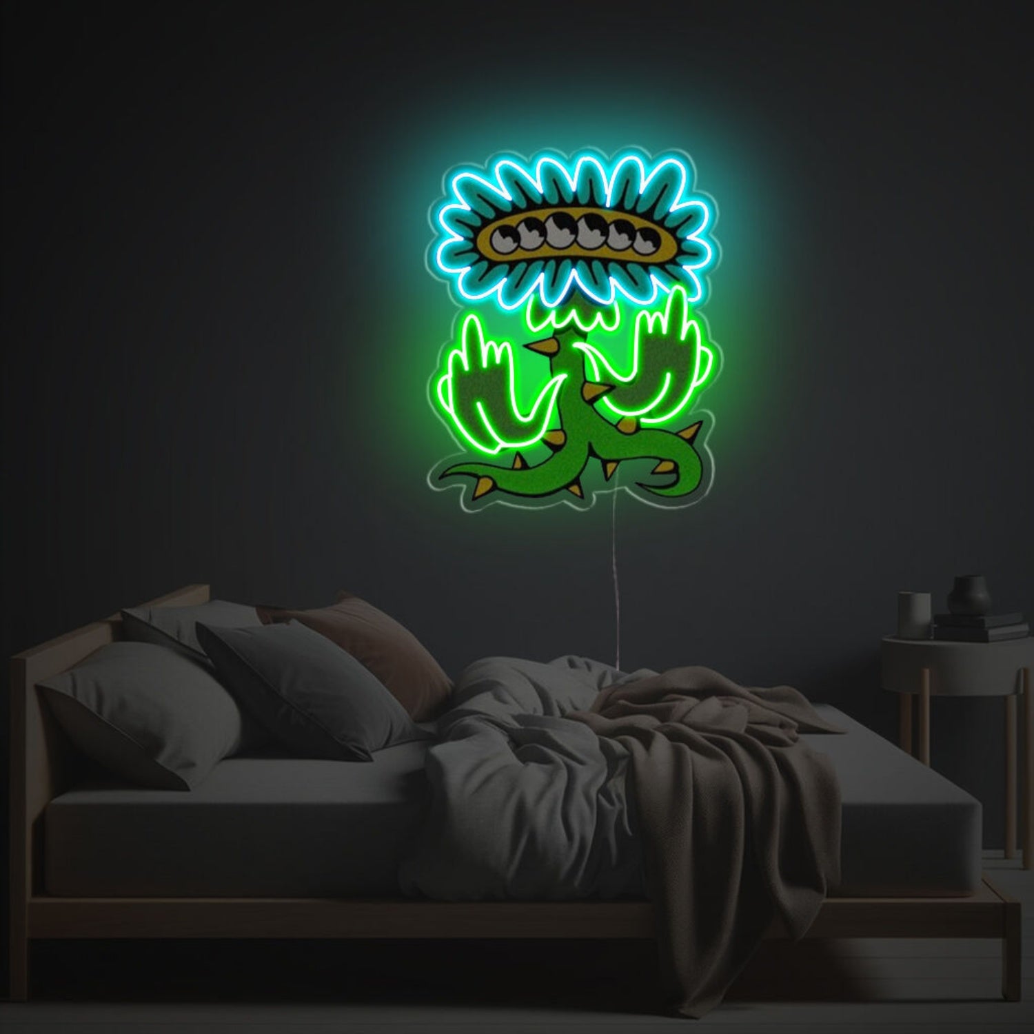 Unique Six-Eyed Flower With Middle Finger Led Neon Acrylic Artwork | Shineneon