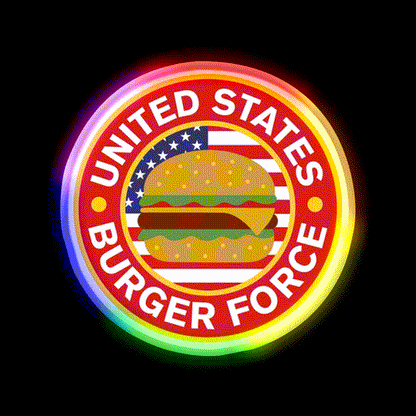 United State Burger Force Fast Food Led Neon Sign For Burger Place Rgb Color - LED neon sign close-up detail
