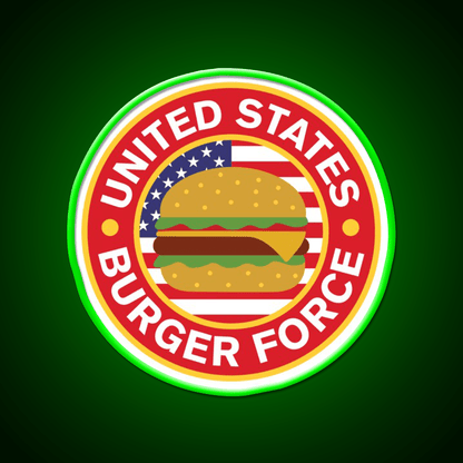 United State Burger Force Fast Food Led Neon Sign For Burger Place Rgb Color - Shineneon