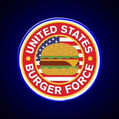 United State Burger Force Fast Food Led Neon Sign For Burger Place Rgb Color - Shineneon