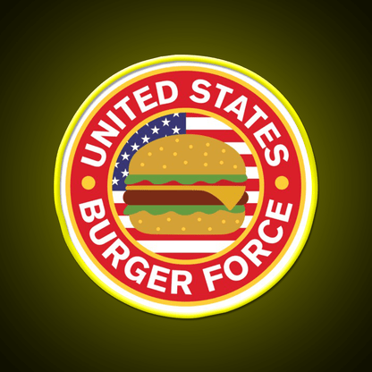 United State Burger Force Fast Food Led Neon Sign For Burger Place Rgb Color - Shineneon