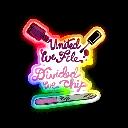 United We File Nail Salon Led Neon Sign Rgb Color - LED neon sign close-up detail