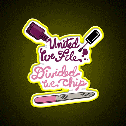 United We File Nail Salon Led Neon Sign Rgb Color - Custom LED neon sign front view