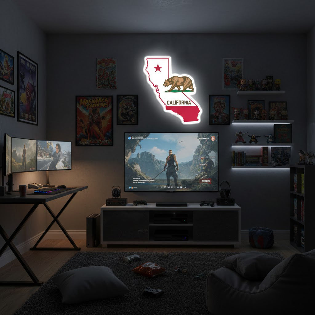 ShineNeon™ California Map LED Neon Sign - USB Power Wall Art for Modern Home Office Living Room