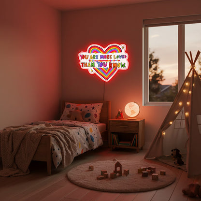 ShineNeon™ You Are More Loved LED Neon Sign - USB Power Rainbow Heart Wall Decor for Home
