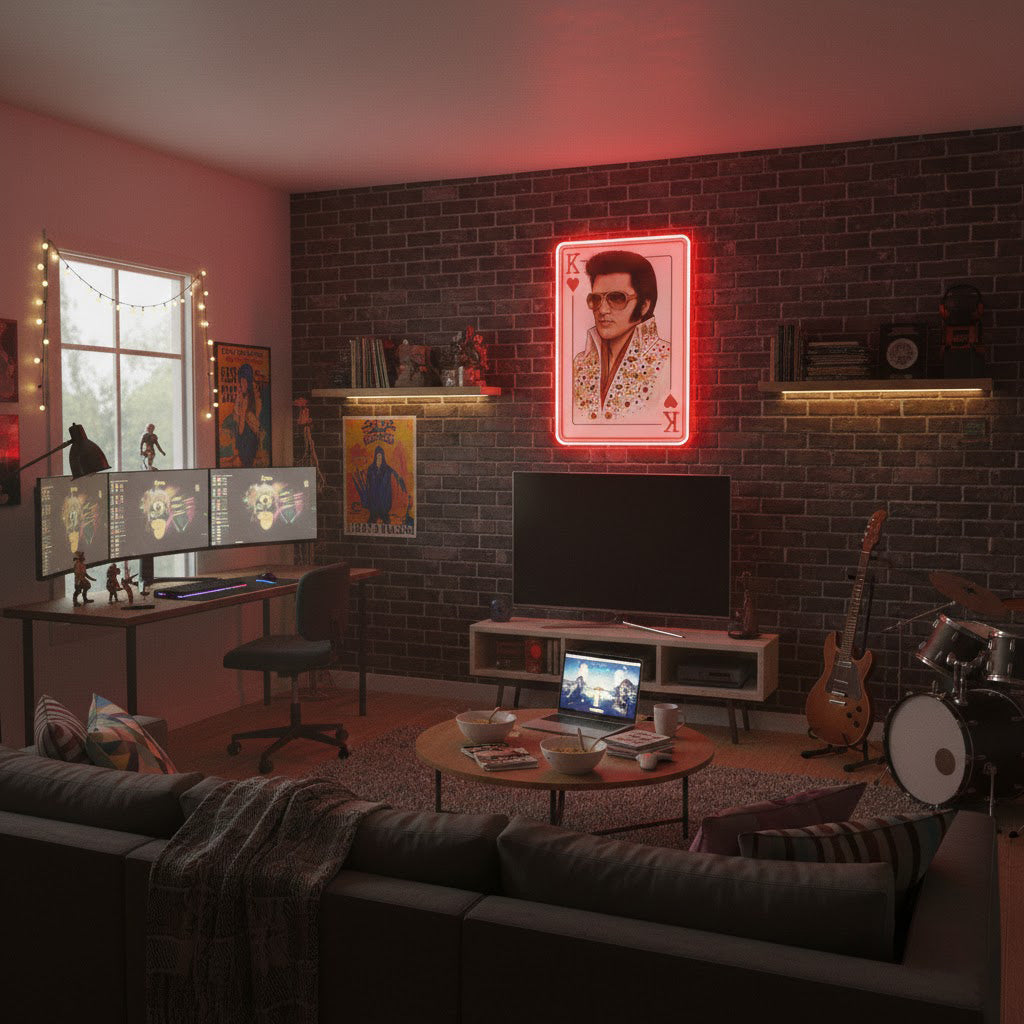 ShineNeon™ King of Hearts Poker Card LED Neon Sign - USB Power Vegas Wall Decor