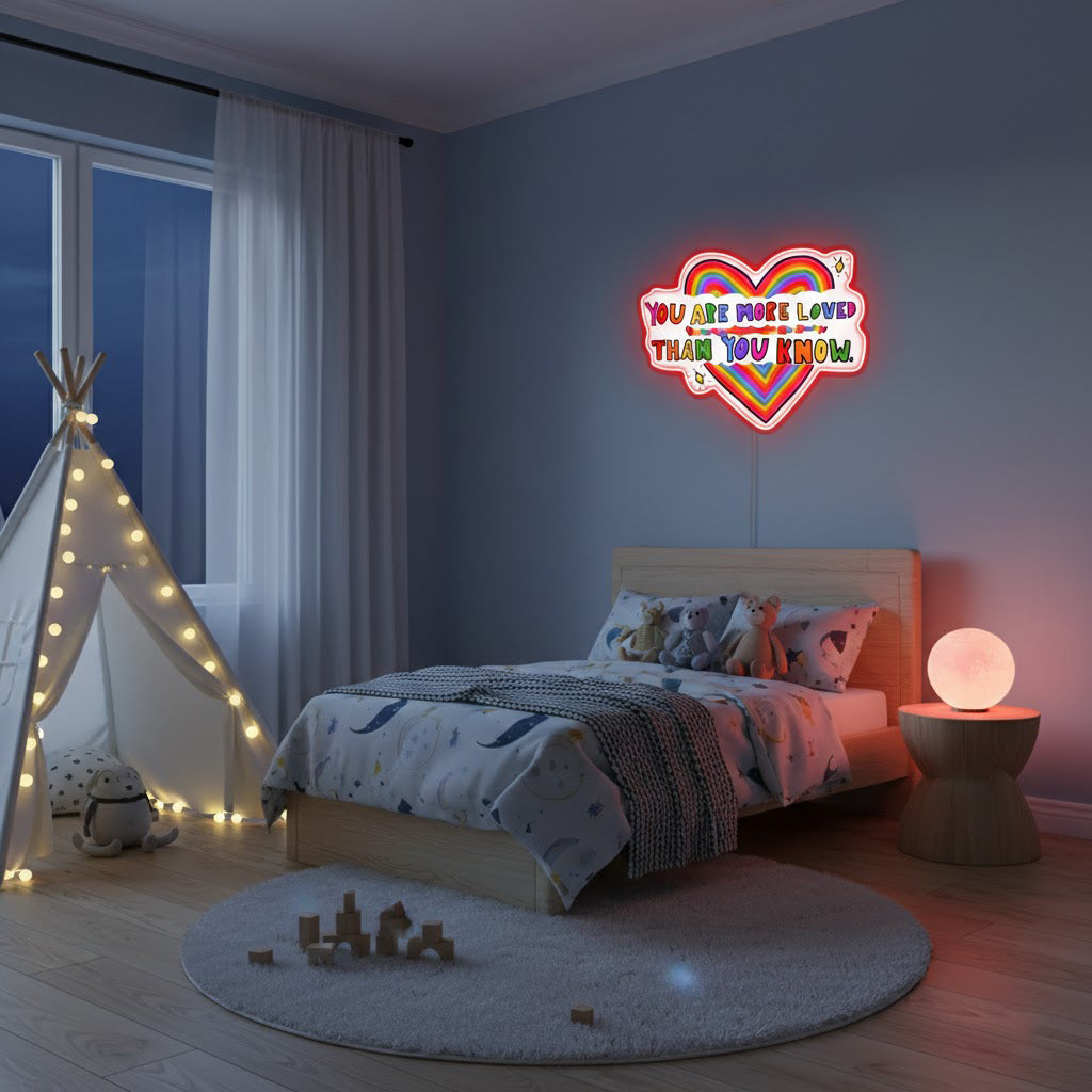 ShineNeon™ You Are More Loved LED Neon Sign - USB Power Rainbow Heart Wall Decor for Home
