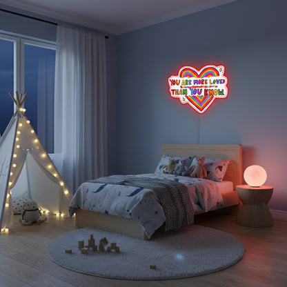 ShineNeon™ You Are More Loved LED Neon Sign - USB Power Rainbow Heart Wall Decor for Home