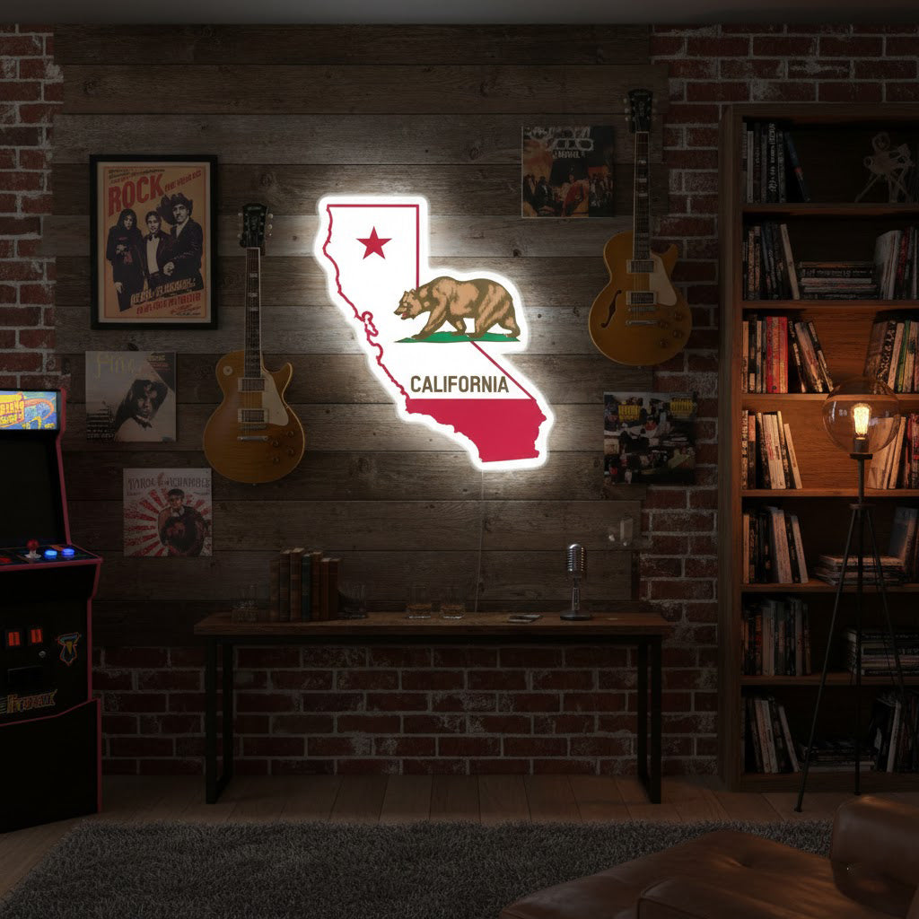 ShineNeon™ California Map LED Neon Sign - USB Power Wall Art for Modern Home Office Living Room