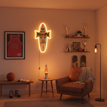 ShineNeon™ Mooneyes Surfboard LED Neon Sign - Retro Surf Wall Art Decor (USB Powered)