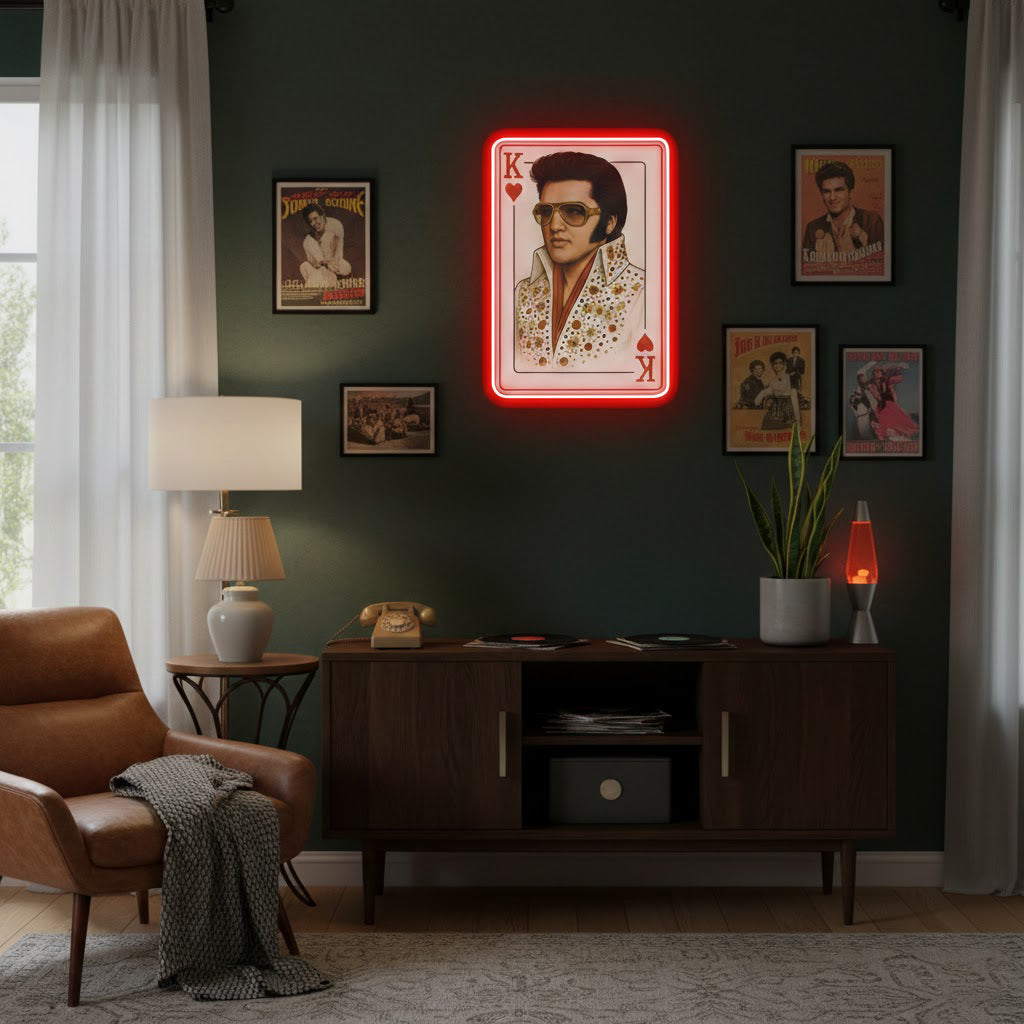 ShineNeon™ King of Hearts Poker Card LED Neon Sign - USB Power Vegas Wall Decor