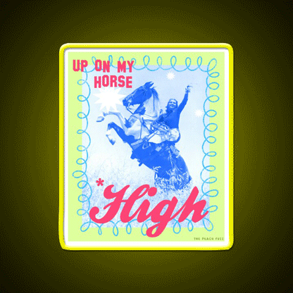 Up On My Horse High The Peach Fuzz Green Leaf Led Neon Sign Rgb Color - Custom LED neon sign front view