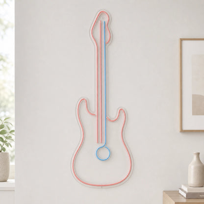 Upright Guitar With Round Sound Hole LED Neon Sign size image