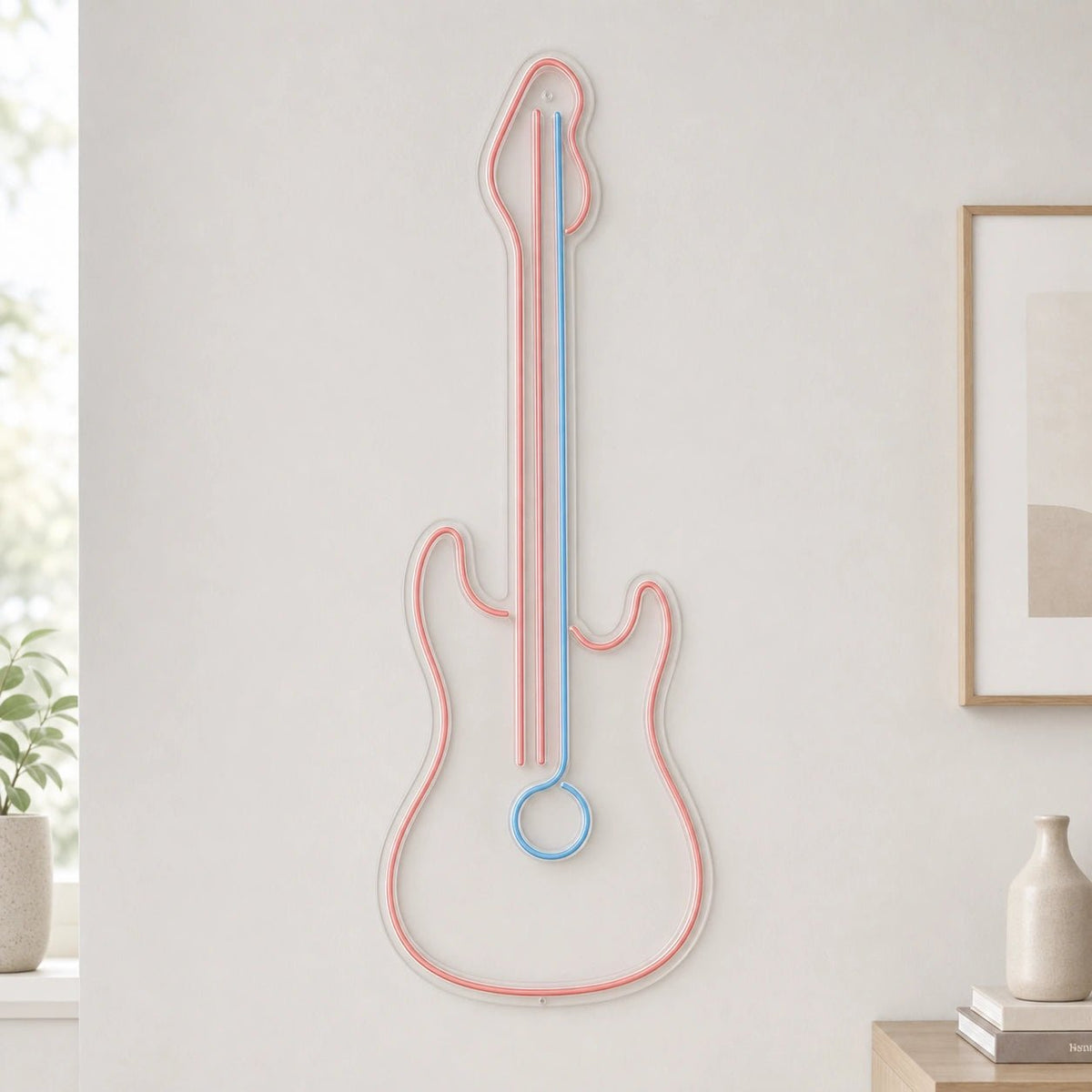 Upright Guitar With Round Sound Hole LED Neon Sign - Shineneon