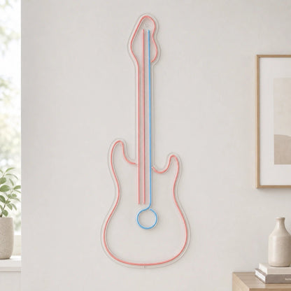 Upright Guitar With Round Sound Hole LED Neon Sign - Shineneon