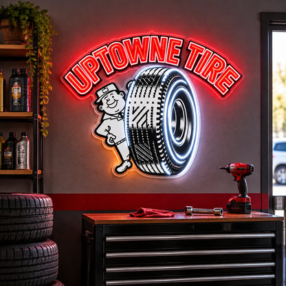 Uptowne Tire Custom LED Neon Sign | 58ecbbfb7149bda8c8d399a114d5e408b0f16ea4897e5a30224a7fec59aabdf5 | natural_light
