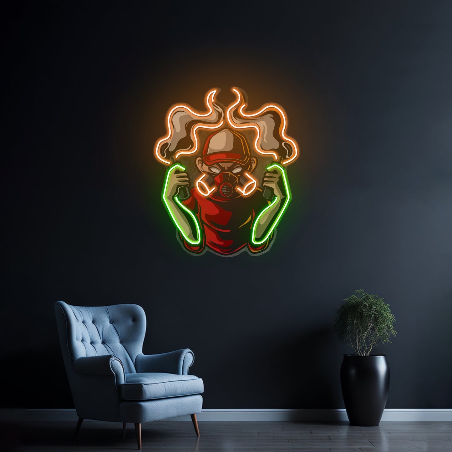 Urban Boy With A Gas Mask Led Neon Sign Light Custom Led Signs