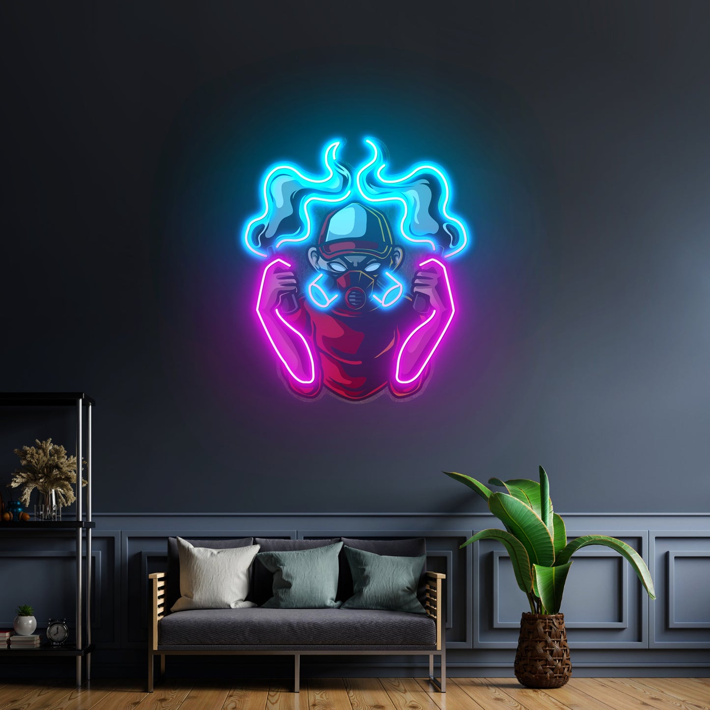 Urban Boy With A Gas Mask Led Neon Sign Light Custom Led Signs